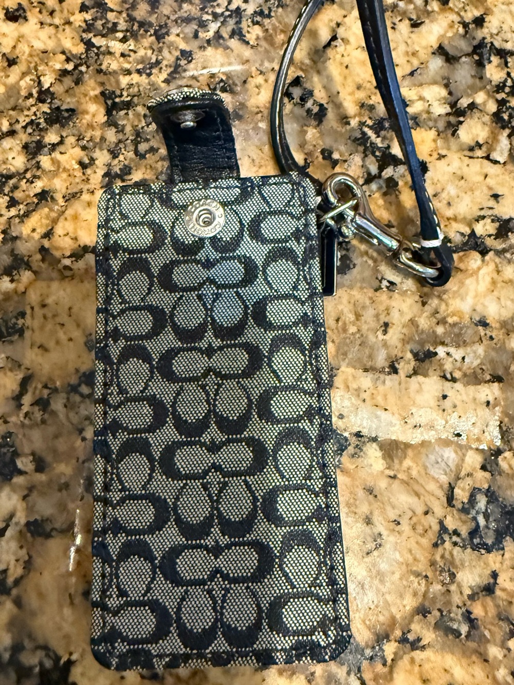 Coach Black and silver Signature Canvas Wristlet iPod case
